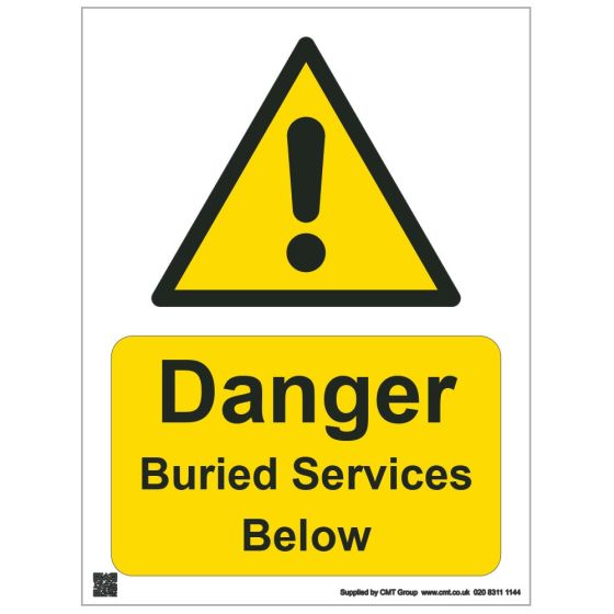 Site Safety - 297x420mm A3 3mm Correx - Danger Buried Services Below