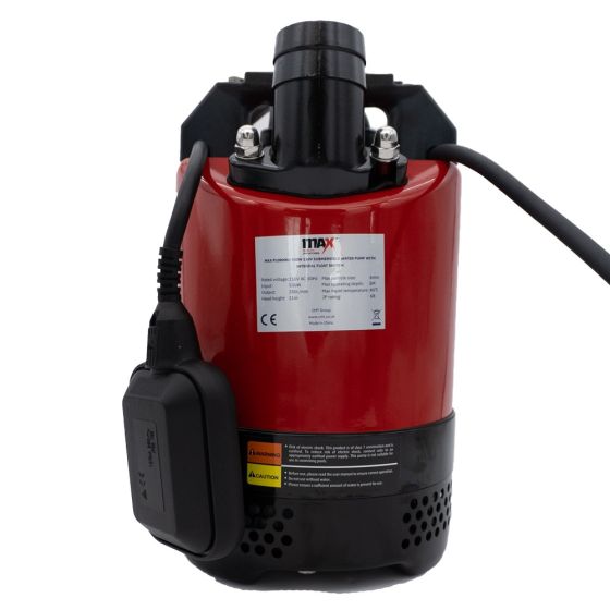 MAX 110V Submersible Puddle Pump (530W) – Drains to 1mm – 2" Outlet showing integral float switch | CMT Group 