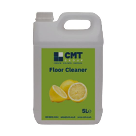 Floor cleaner 5 litre white jerrycan CMT branded lemon fragrance label front view | CMT Group UK