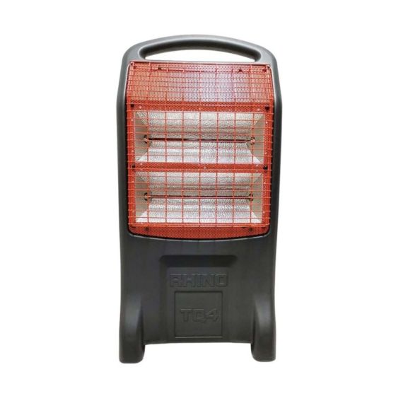 Rhino TQ4 infrared cabinet heater front view showing twin ruby quartz elements and LED control panel | CMT Group UK