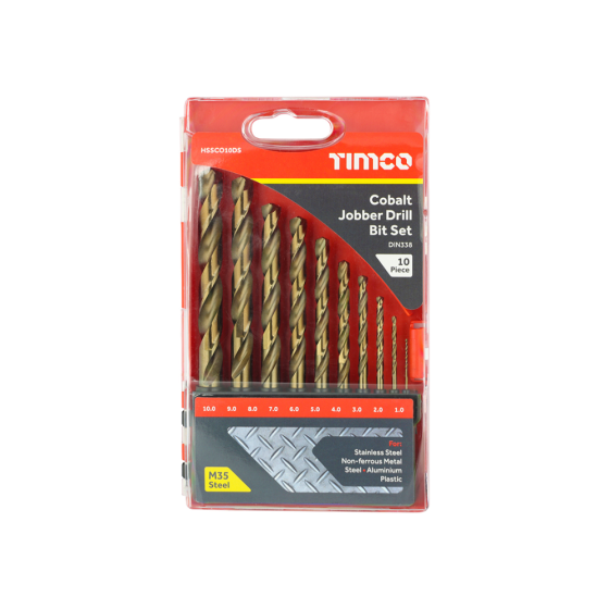 HSS Cobalt Jobber Drill Bit Set 1-10mm 10pc