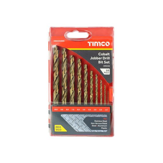 TIMCO HSS Cobalt Jobber Drill Bit Set 10 piece in plastic case, CMT Group UK