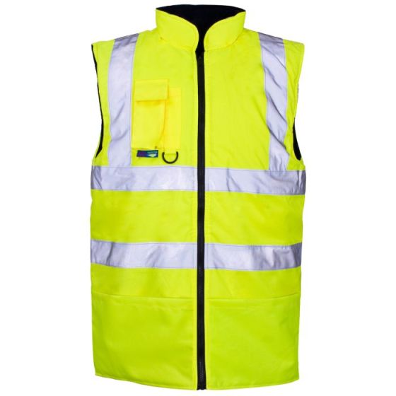 Hi-Vis Reversible Fleece Lined Body Warmer - Yellow