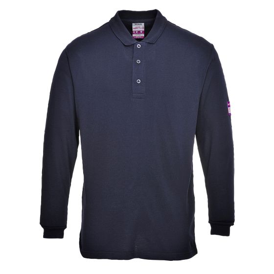 Long Sleeved Polo Shirt Flame Retardant Navy 5XL