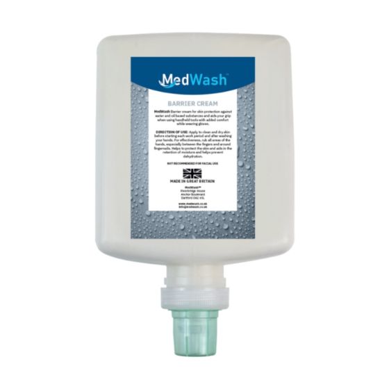 MedWash Unperfumed Barrier Cream Refill Cartridge 1 litre bottle front label view | CMT Group UK