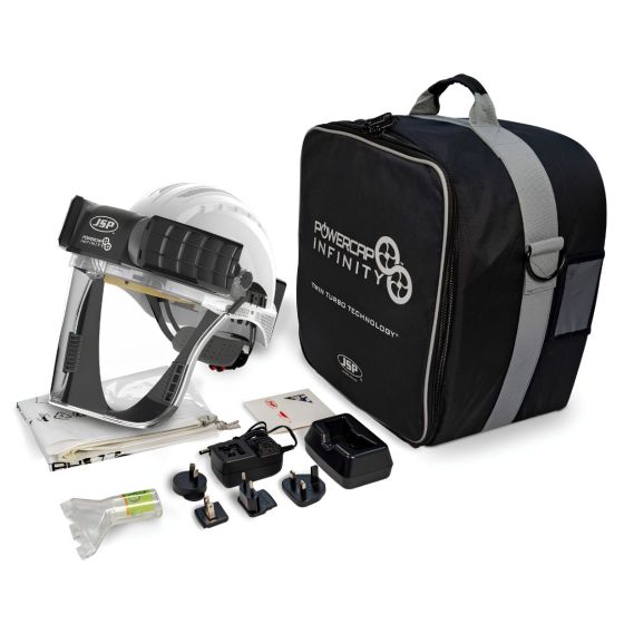 JSP Powercap Infinity 4-in-1 TH3 Powered Air Respirator - White Helmet for Site Managers