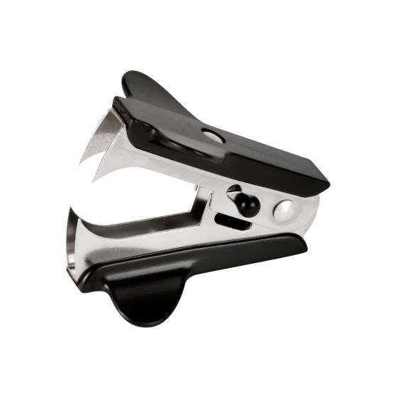 Claw staple remover chrome and black open claw ergonomic grip front three-quarter view | CMT Group UK