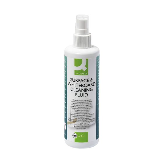 Surface and whiteboard cleaner spray 250ml trigger spray bottle white label green branding front view | CMT Group UK