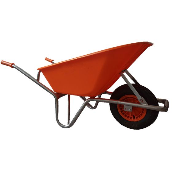 Churchill Heavy Duty 100L HDPE Wheelbarrow side view HDPE tray and pneumatic wheel for site loads | CMT Group