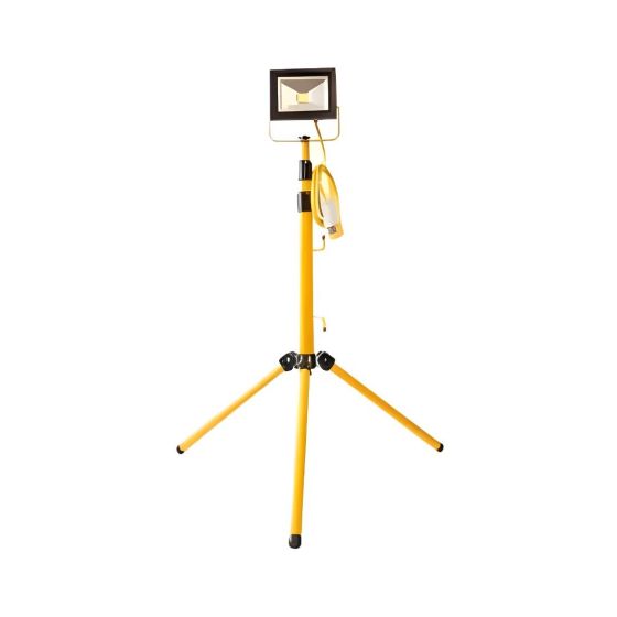 110V LED single head telescopic tripod light yellow stand with LED head extended full view | CMT Group UK