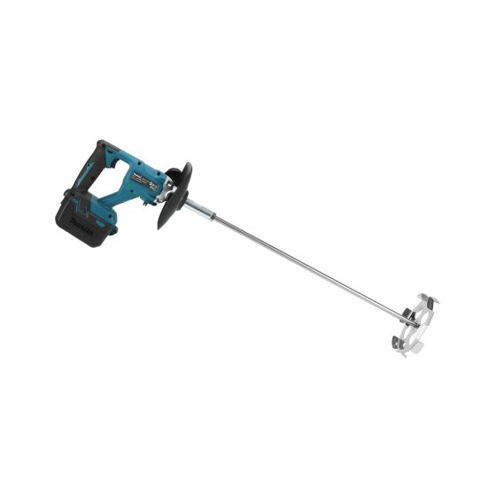Makita DUT130Z 18V LXT brushless cordless paddle mixer body only teal and black with mixing blade attached | CMT Group UK