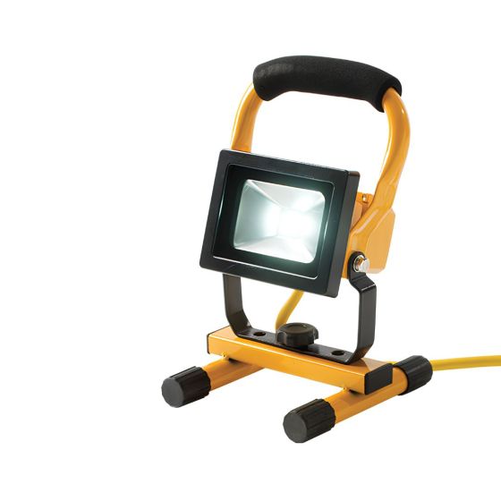 MAX 110V portable LED work light yellow frame tilt-adjustable head and 3m cable full view | CMT Group UK