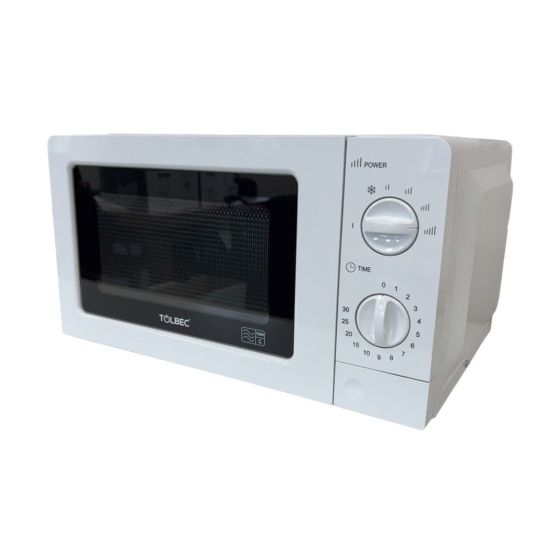 Site canteen microwave oven 700W white closed front right view showing control panel | CMT Group UK