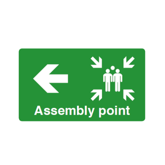 Site Sign - 6mm Correx - 594x841mm - Assembly point (arrow left) 
