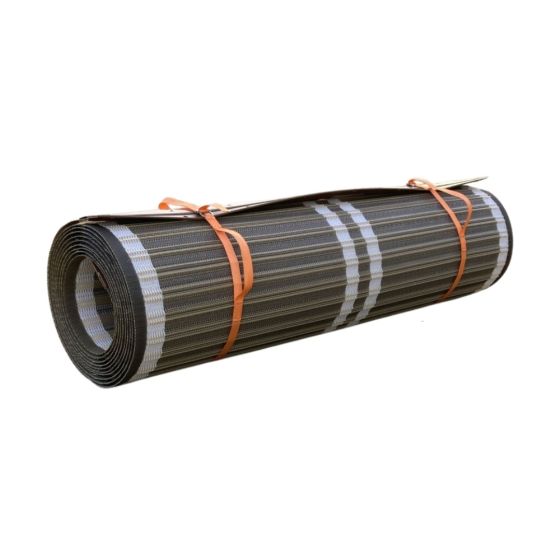 Mobi-Mat construction site safety path rolled mat showing 3D non-slip surface texture and white guidance stripes | CMT Group UK