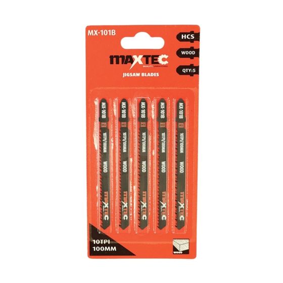 MAXTEC HCS Jigsaw Blade 100mm 10 TPI - Soft Wood Cutting - Pack of 5 | MX-101B | CMT Group UK