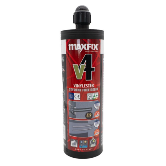 MAXFIX V4 Styrene-Free Vinylester Chemical Anchor Resin 400ml cartridge for fixings | CMT Group