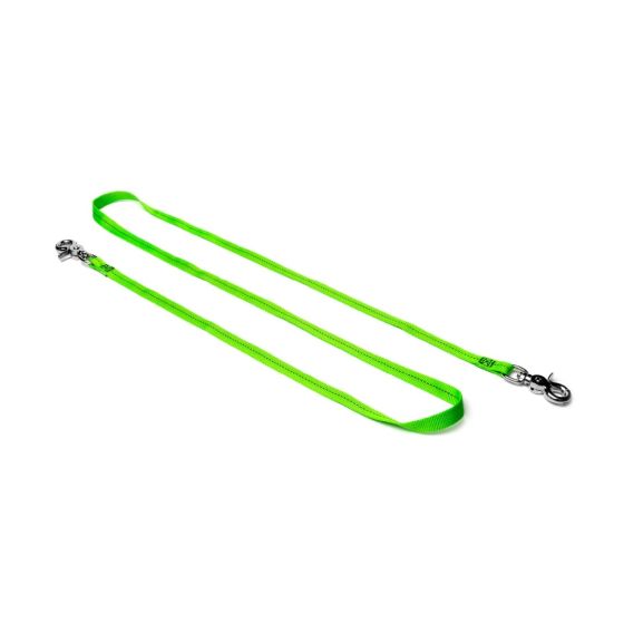 NLG webbing tool lanyard lime green 1.5m dual Quick Clip connectors full length extended front view | CMT Group UK