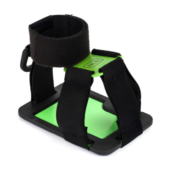 NLG drill harness standalone showing ArmourPlate green black base TriLock Velcro straps and D-ring angled view | CMT Group UK
