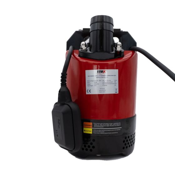 MAX 110V 530W compact submersible water pump red steel housing black base front view | CMT Group UK