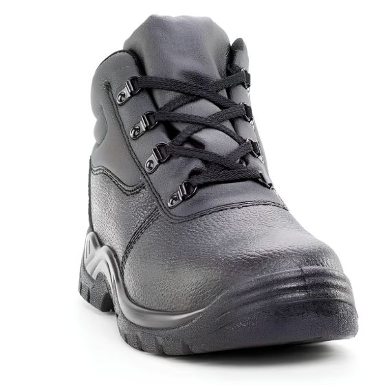 Steel toe cap chukka safety boot black leather upper front view | CMT Group UK