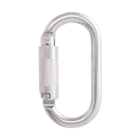 Kratos 16mm steel quarter turn-lock karabiner full product view showing oval profile and locking sleeve | CMT Group UK