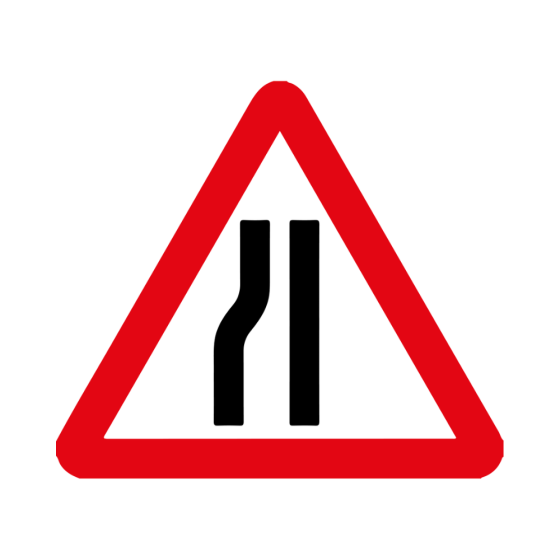 RA1 Plastic Quick Fit PLATE ONLY - Triangle 750mm - Road Narrows Left