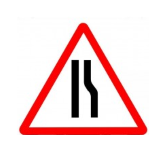 RA1 Plastic Quick Fit PLATE ONLY - Triangle 750mm - Road Narrows Right