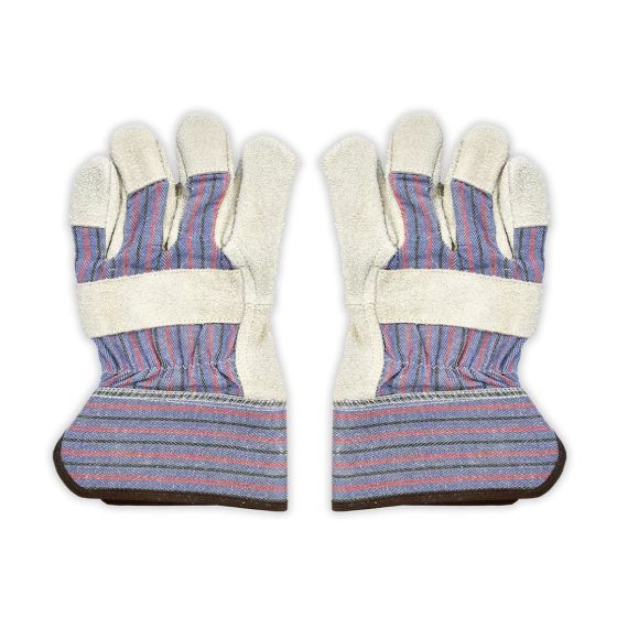 Split leather rigger gloves SCRG showing virgin cotton fleece lining and taped cuff construction | CMT Group UK