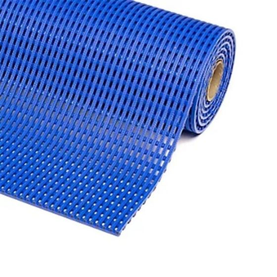 Anti-slip PVC honeycomb mat roll 15m length showing open-grid surface pattern and rolled end | CMT Group UK