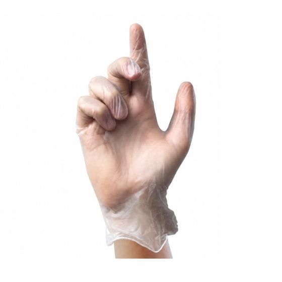 Clear vinyl powdered disposable gloves food safe