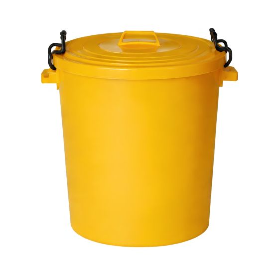 90 litre yellow plastic spill kit drum with clip-on lid UV resistant replacement drum only no absorbents | CMT Group UK