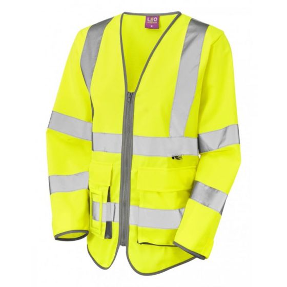 Leo Womens Hi Vis Long Sleeved Superior Waistcoat Yellow