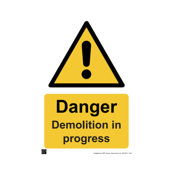 Site Sign - 3mm Correx - 420x594mm - Danger Demolition In Progress