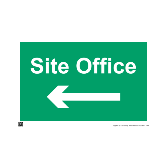 Site Sign - 3mm Correx - 420x594mm - Site Office Left Arrow