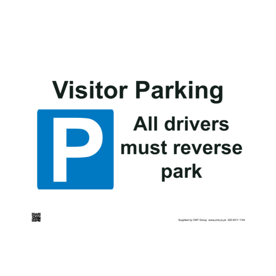 Site Sign - 3mm Correx - 297x420mm (A3) - Visitor Parking All Drivers Must Reverse Park