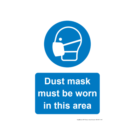 Safety Sign Dust Mask Must be Worn In this Area A4 - 210x297mm 3mm Correx