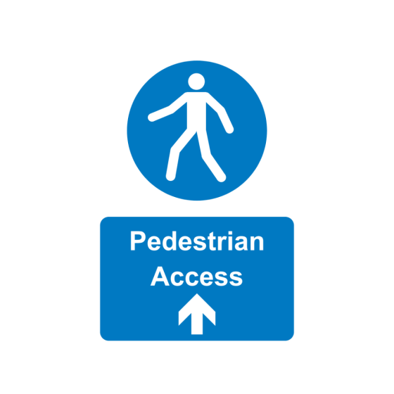 Site Sign - 3mm Correx - 210x297mm A4 - Pedestian access arrow up