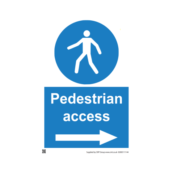 Site Sign - 3mm Correx - 420x594mm - Pedestrians arrow right