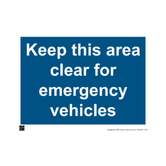 Site Sign - 6mm Correx - Keep this area clear for emergency vehicles - 594x841mm (A1)