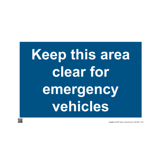 Site Sign - 3mm Correx - Keep this area clear for emergency vehicles- 420x594mm (A2)