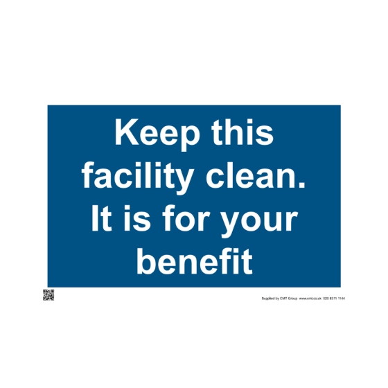 Site Safety Sign - 6mm Correx - Keep this facility clean - 594x841mm (A1)