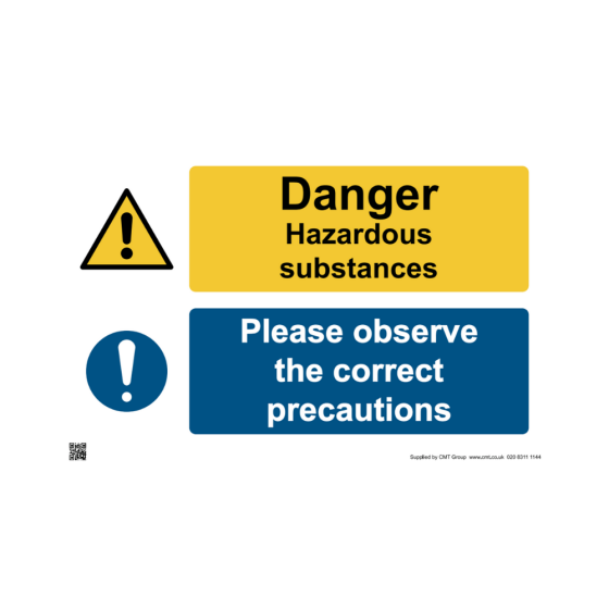 Site Sign - 3mm Correx - Danger Hazardous Substances, Please Observe the Correct Precautions - 420x594mm (A2)