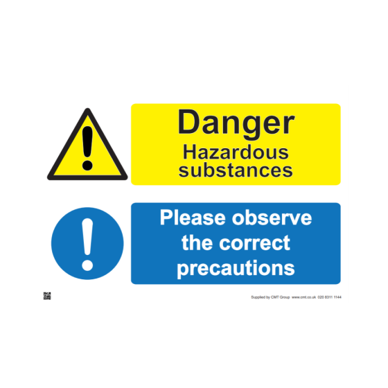 Site Sign - 3mm Correx - Danger Hazardous Substances, Please Observe the Correct Precautions - 210x297mm (A4)