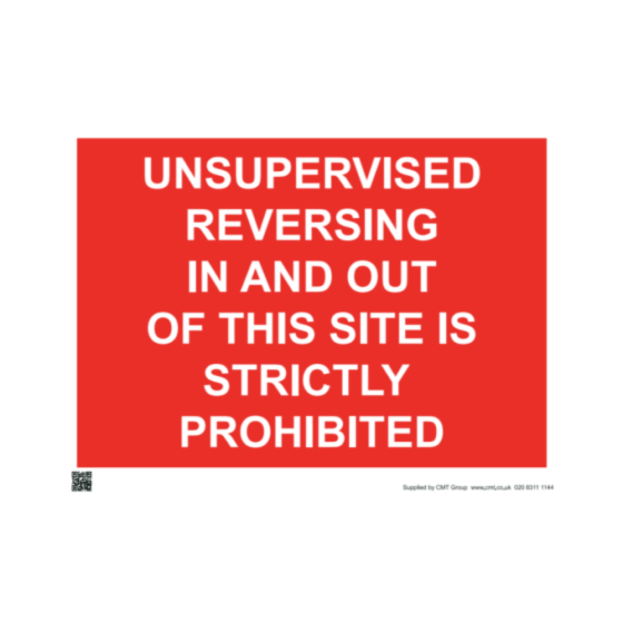 Site Sign - 3mm Correx - 420x594mm - Unsupervised reversing in and out of this site