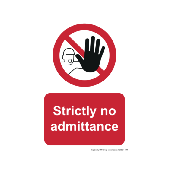 Site Sign - 3mm Correx - 210x297mm A4 - Strictly no admittance