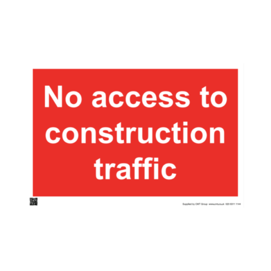 Site Sign - 6mm Correx - 594x841mm - No access to construction traffic