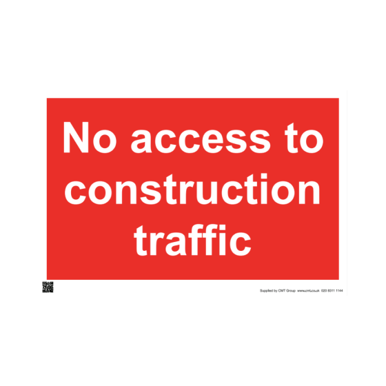 Site Sign - 3mm Correx - 420x594mm - No access to construction traffic