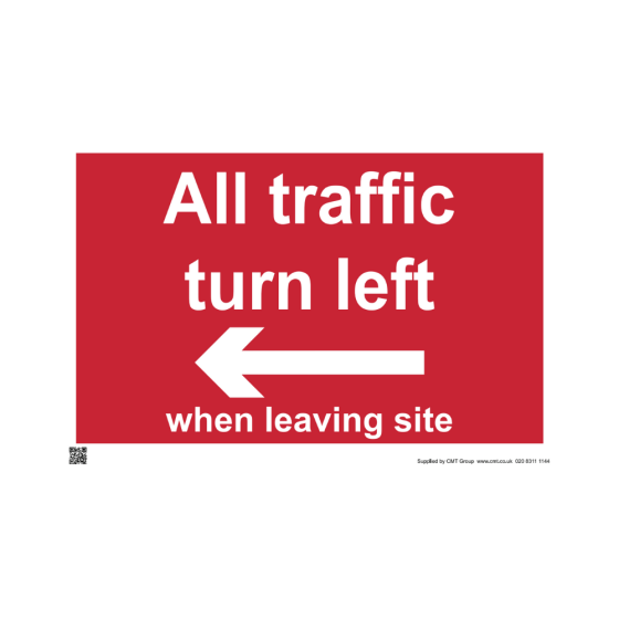 Site Sign - 6mm Correx - 594x841mm(A1) - All traffic turn left when leaving site