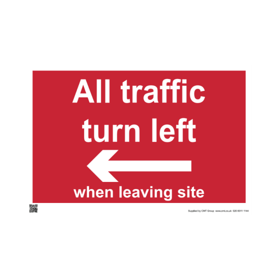 Site Sign - 3mm Correx - 420x594mm - All traffic turn left when leaving site